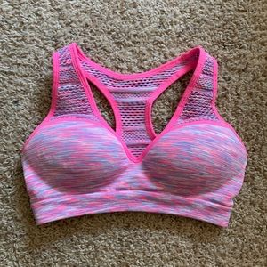Victoria’s Secret PINK marled neon pink push up mesh sports bra size S